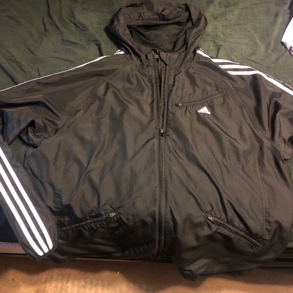 Black 3 Stripe Adidas WindBreaker - Picture 2 of 3